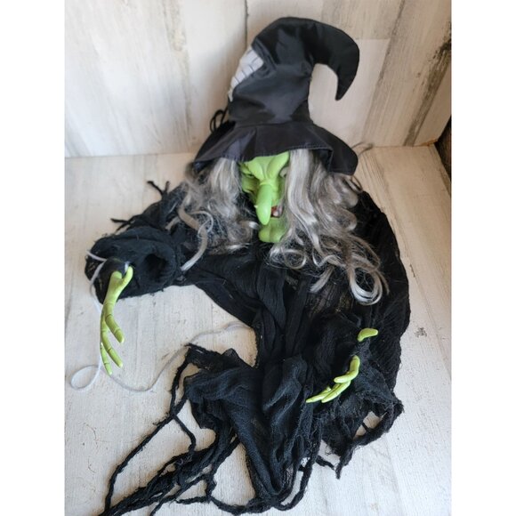 Gemmy AS IS witch green hanging witch Halloween home decor - Picture 1 of 13